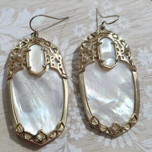 Kendra Scott White Pearl Deva Gold Drop Earrings
